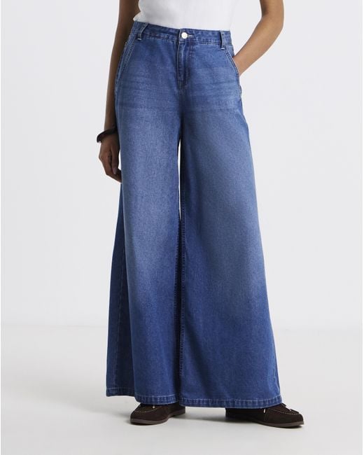 Simply Be Blue Lightweight Palazzo Jeans
