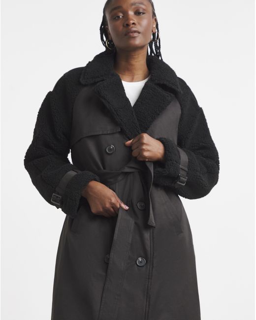 Simply Be Blue Borg Mix Trench Coat