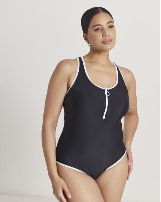 Beach To Beach Black Zip Swimsuit