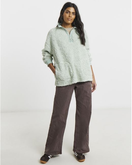 Simply Be Green Teddy Fleece Zip Sweatshirt