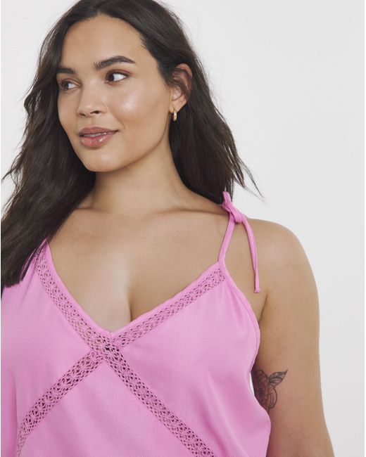 Simply Be Pink Nightie With Crochet Trim
