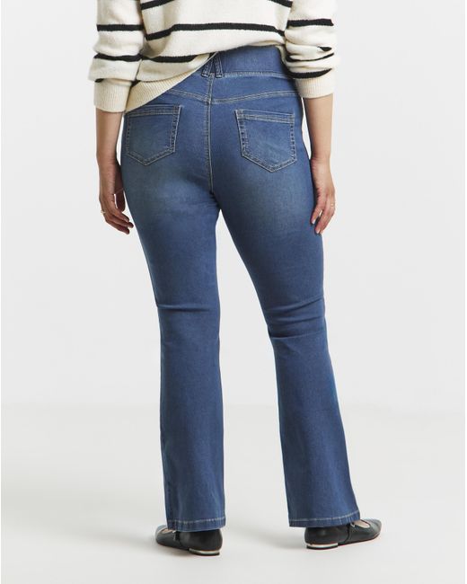 Simply Be Blue Flared Pull On Jeggings