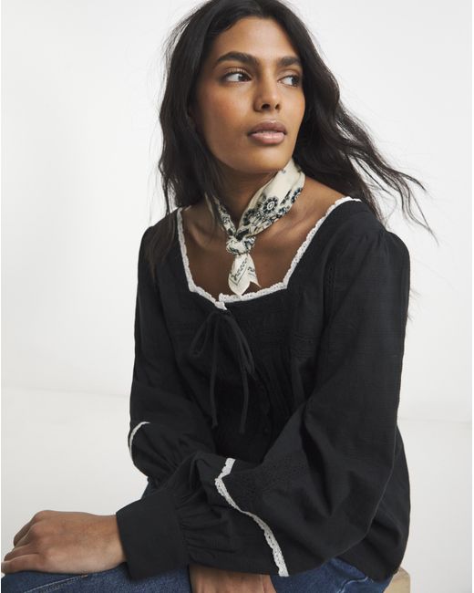 Simply Be Black Lace Trim Blouse