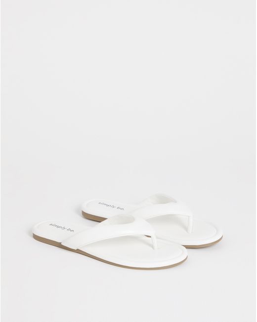 Simply Be Natural Flat Toe Post Sandals Extra Wide Fit