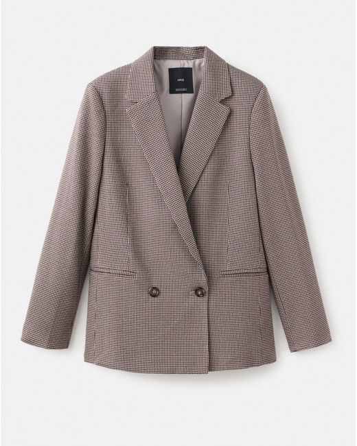 Mango Natural Houndstooth Blazer
