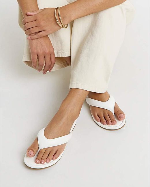 Simply Be Natural Flat Toe Post Sandals Extra Wide Fit