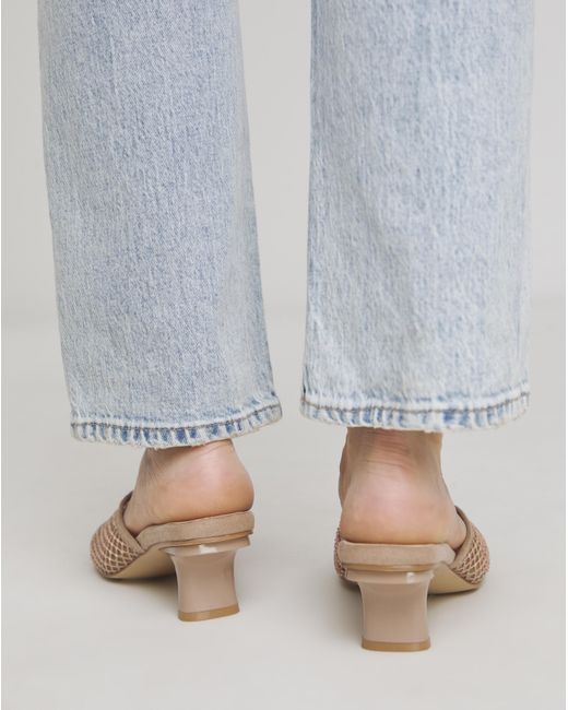 Simply Be Blue Diamante Mesh Kitten Heel Mule Wide