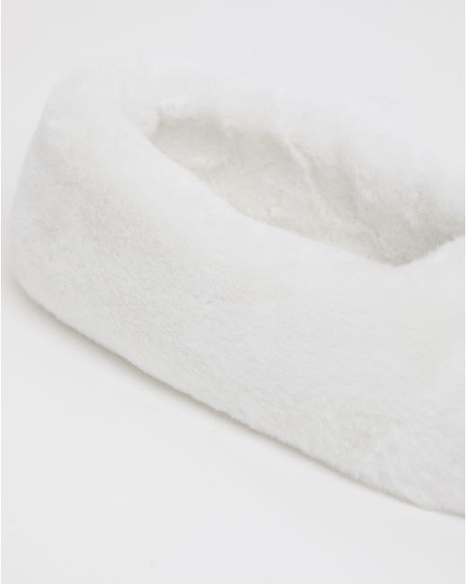 Simply Be White Fluffy Ballerina Slipper Wide