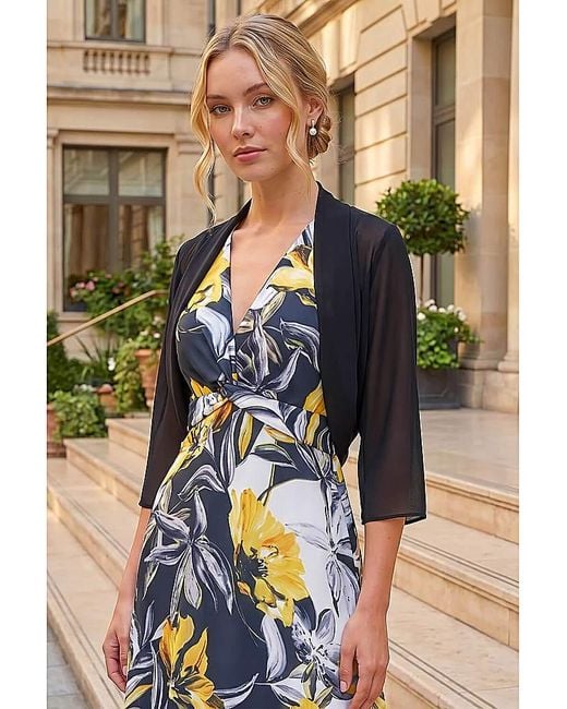 Roman Blue Roman Ruched Hem Chiffon Bolero