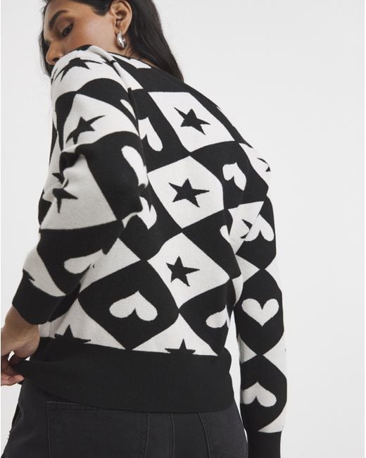 Simply Be Black Checkerboard Cardigan