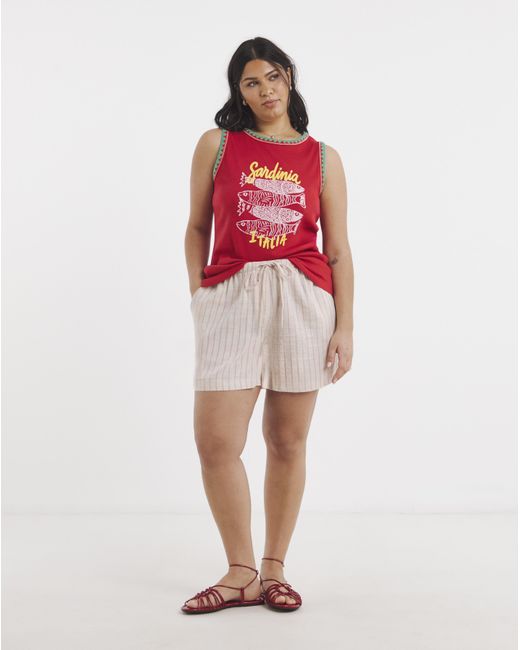 Simply Be Red Sardinia Graphic Tank