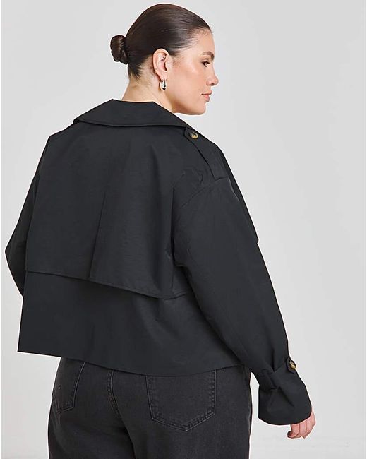 Simply Be Black Cropped Trench