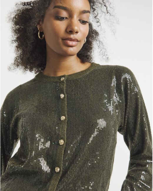 Joanna Hope Black Sequin Knit Cardigan