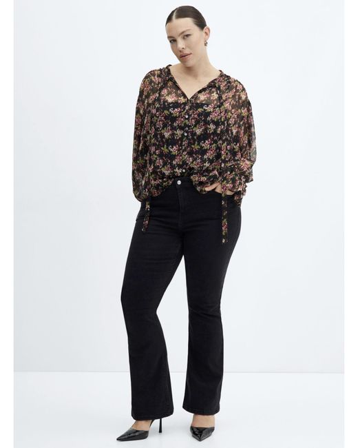 Mango Multicolor Semi- Transparent Flowy Blouse