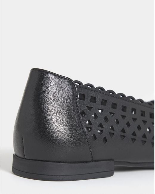 Heavenly Soles Black Lasercut Peep Toe Shoe Ex Wide