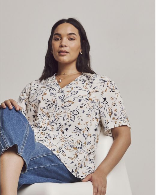 Julipa Brown Printed Button Down Peplum Blouse