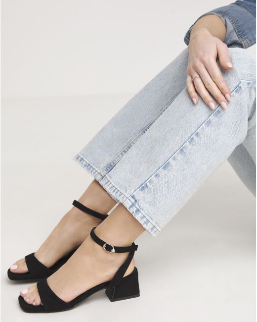 Simply Be Blue Barely There Low Block Heel Standard