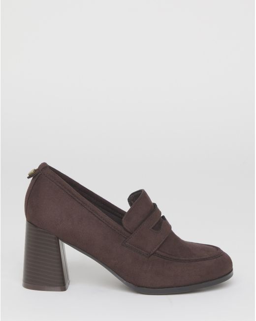 Simply Be Brown Vintage Loafer Platform Heel Extra Wide