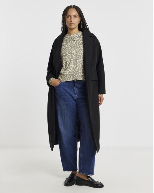 Simply Be Blue Midaxi Faux Wool Coat