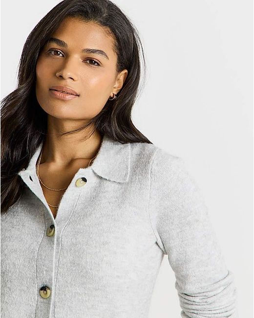 Simply Be Gray Button Through Collar Cardigan
