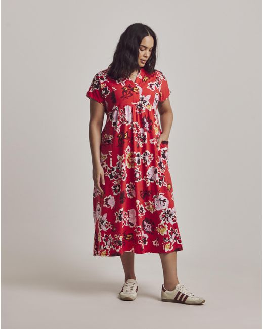 Julipa Red Petite Pocket Jersey Midi Dress