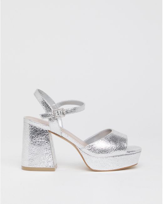 Simply Be Blue Platform Heels Ex Wide Fit