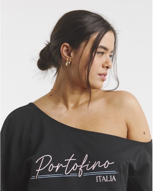 Simply Be Black Off The Shoulder Sweatshirt