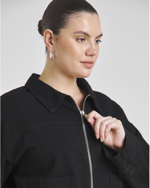 Simply Be Black Cropped Utility Jacket