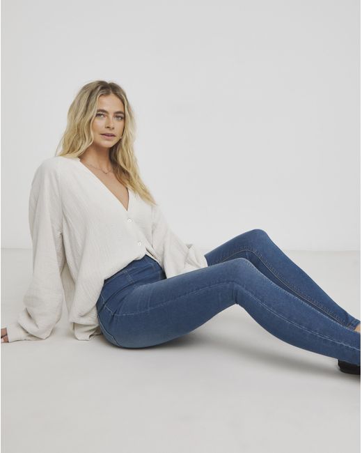 Simply Be Blue Seamed Skinny Jeggings