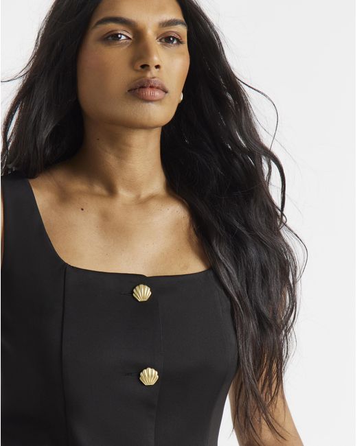 Simply Be Black Button Through Jersey Waistcoat