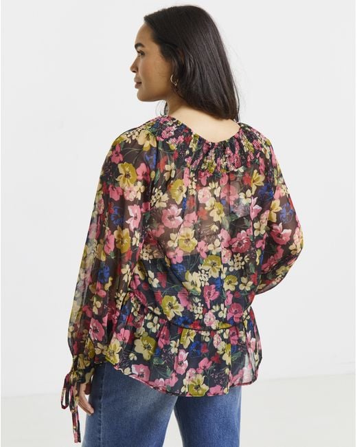 Simply Be Multicolor Shirred Blouse