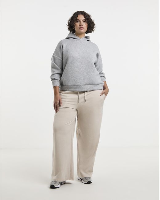 Simply Be White Reverse Loop Back Joggers