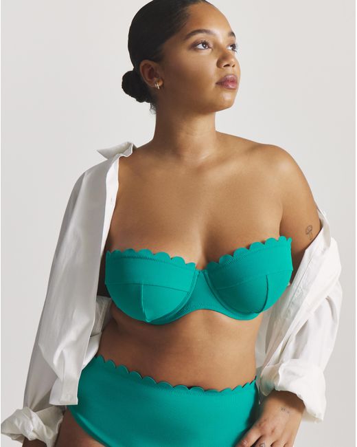 MAGISCULPT Blue Scallop Edge Bandeau Bikini Top