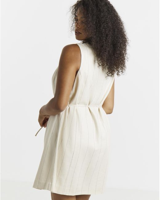 Simply Be Blue Linen Look Tailored Dress