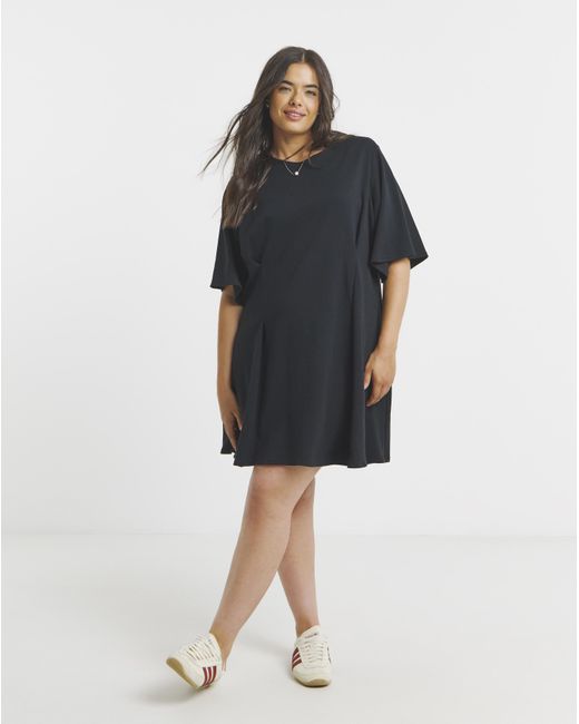 Simply Be Black Cinched Waist T-Shirt Dress