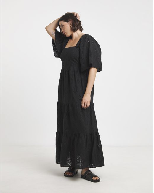 Simply Be Black Broderie Maxi Dress