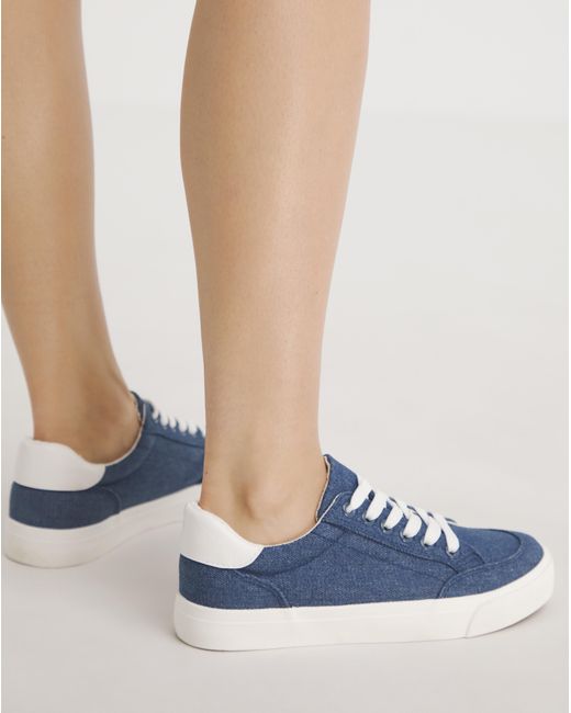 Simply Be Blue Classic Lace Up Trainer Wide