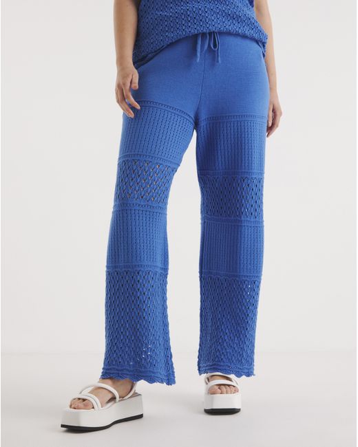 Simply Be Blue Crochet Trouser Co-Ord