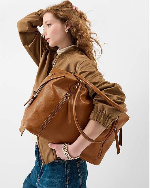 Accessorize Brown Double Zip Shoulder Bag