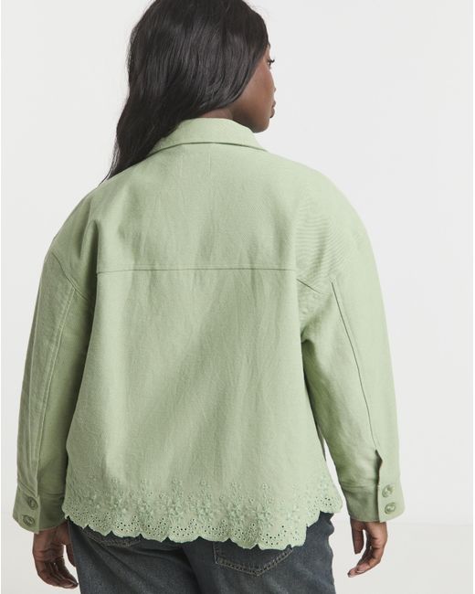 Simply Be Green Sbe Broderie Cropped Jacket