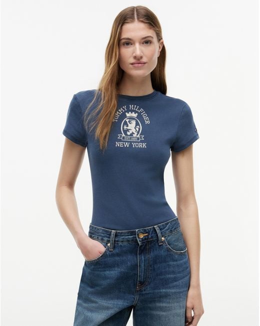 Tommy Hilfiger Blue Garment Dye Crest Tee