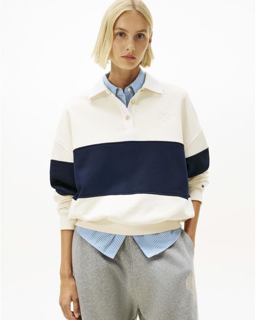 Tommy Hilfiger White Rugby Fleece Sweatshirt