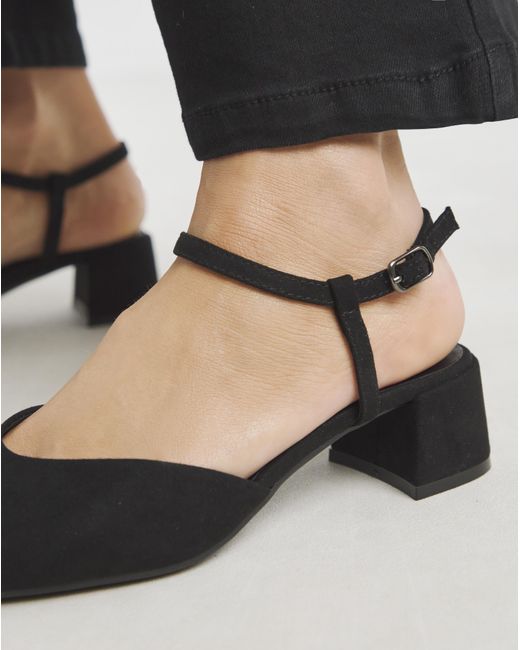 JD Williams Black Two Part Heeled Shoes Ex Wide