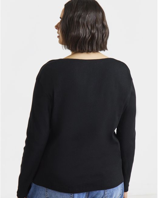 Simply Be Blue Square Neck Ribbed Top