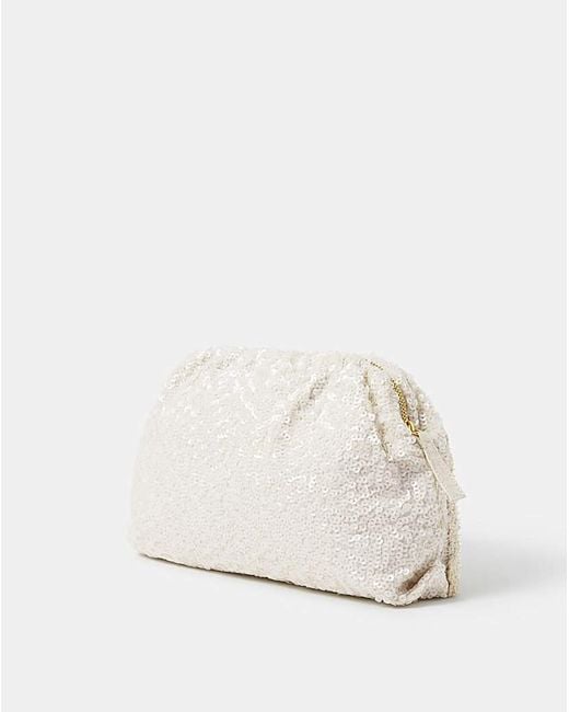 Accessorize Natural Macrame Sequin Clutch Bag