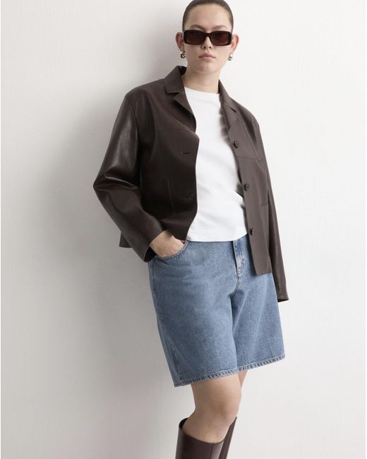 Mango Blue High-Waist Straight-Fit Bermuda