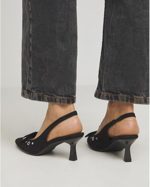 Simply Be Black Eyelet Slingback Court Shoe Wide Fit