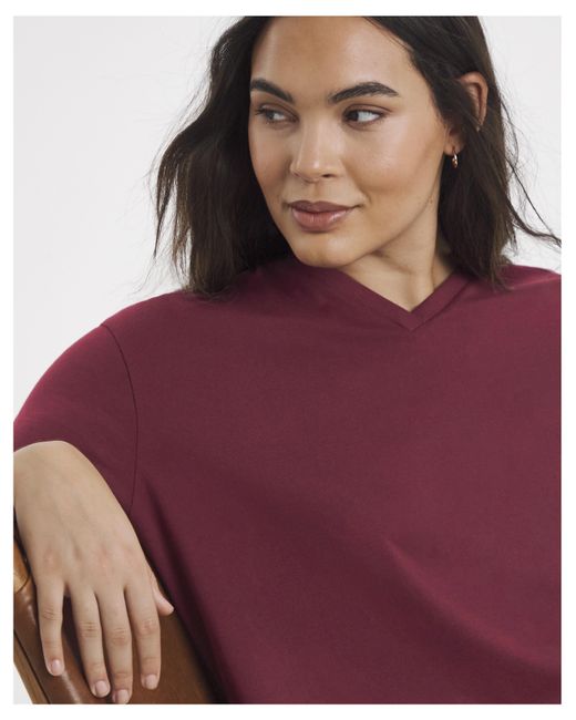 Simply Be Red 2 Pack High V Neck Slim Fit T-Shirt