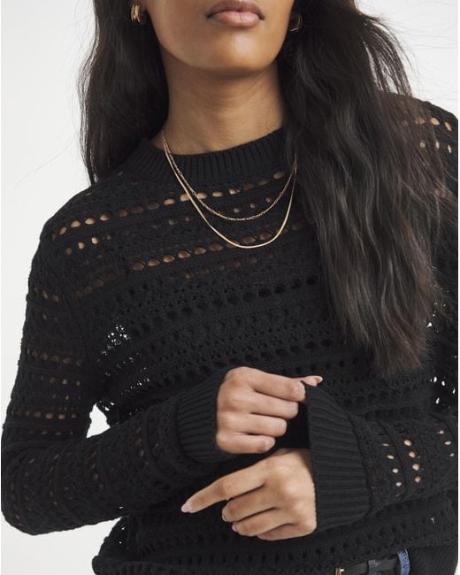 Simply Be Black Hole Knit Boxy Jumper