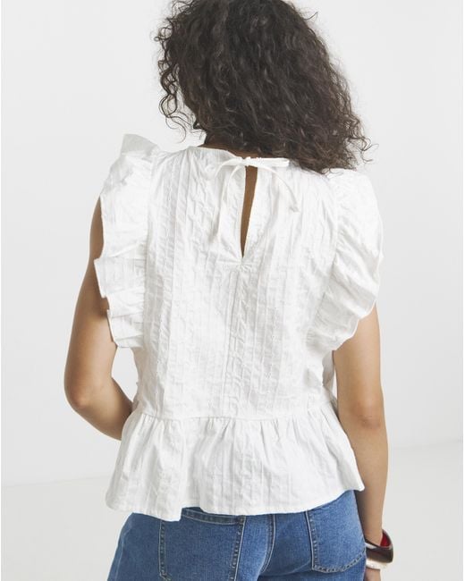 Simply Be White Broderie Ruffle Blouse